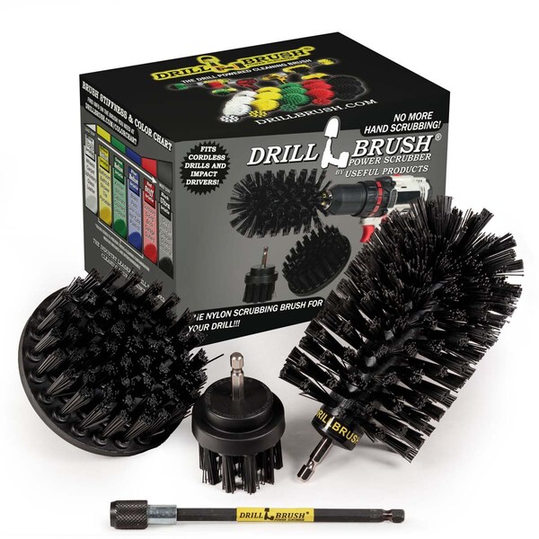 Cepillo de Taladro Power Scrubber de Useful Products 5 pulgadas de Ancho 7 pulgadas de Largo, Negro - K-S-42J-5X-QC-DB
