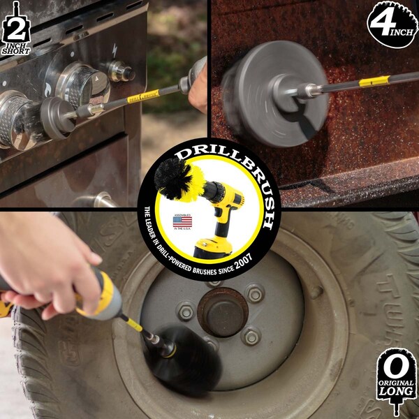 Cepillo de Taladro Power Scrubber de Useful Products 5 pulgadas de Ancho 7 pulgadas de Largo, Negro - K-S-42J-5X-QC-DB