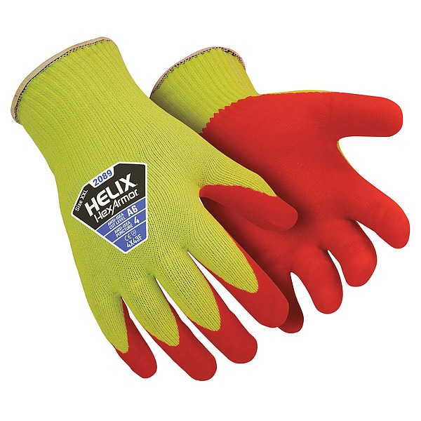 Guantes recubiertos resistentes al corte de alta visibilidad Hexarmor, Nivel de corte A6, 10 ga, Rojo/Amarillo, 2XL - 2089-XXL (11)