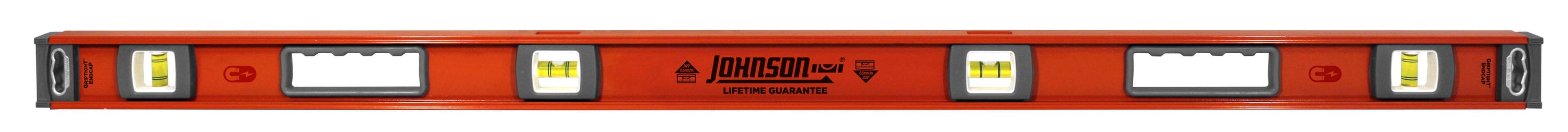 Nivel de aluminio Johnson de 48 pulgadas con 4 viales magnéticos tipo I-beam 1254-4800