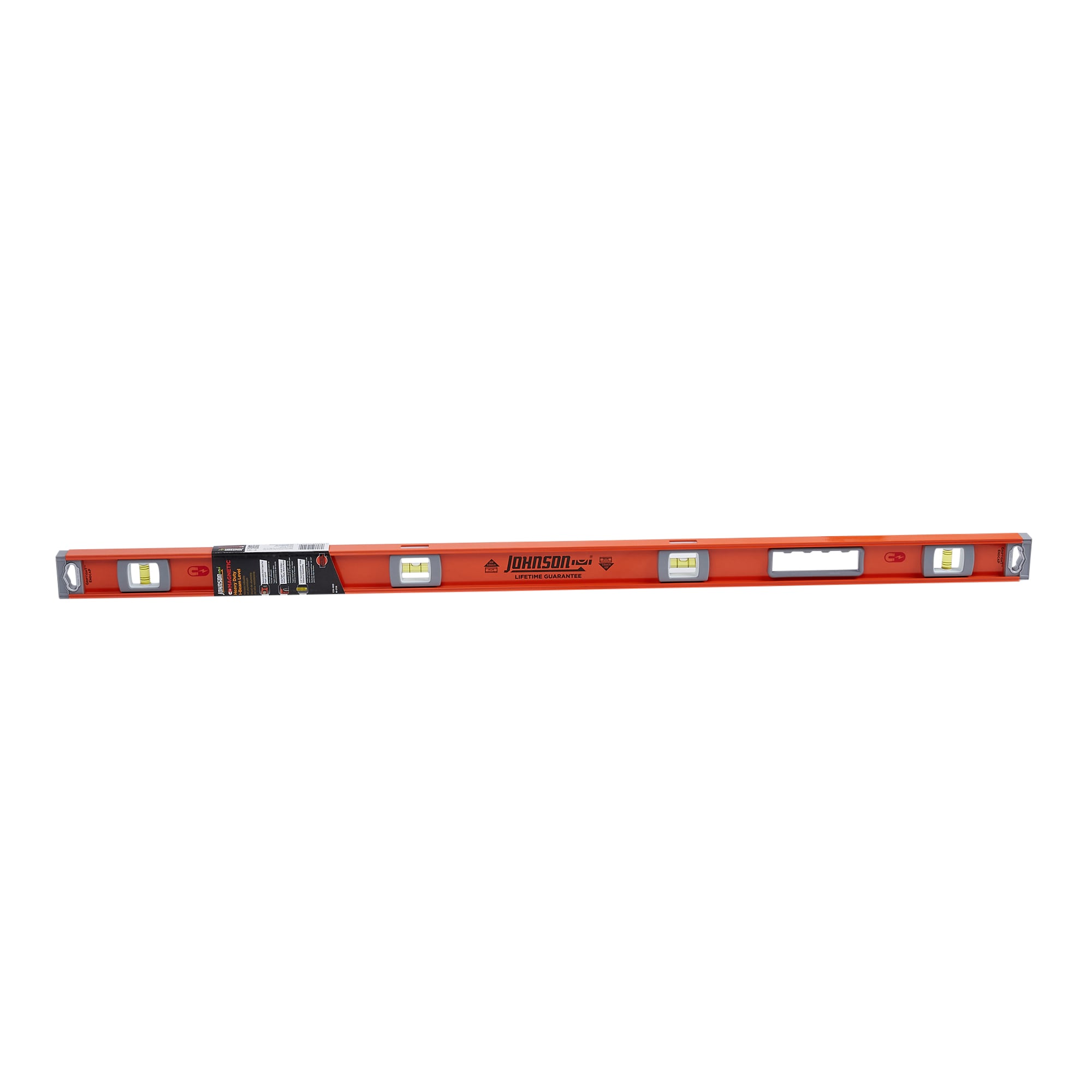 Nivel de aluminio Johnson de 48 pulgadas con 4 viales magnéticos tipo I-beam 1254-4800