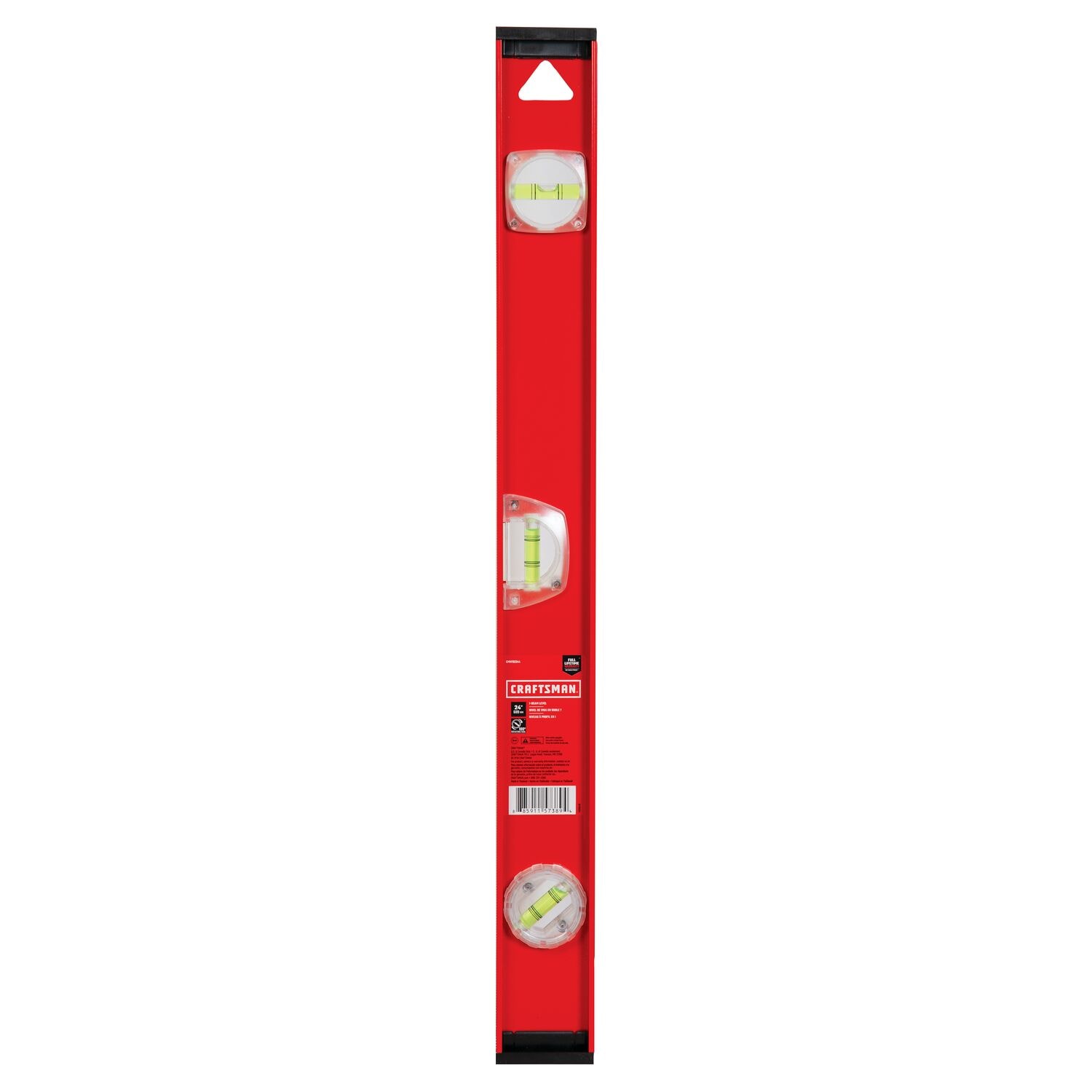 Nivel CRAFTSMAN de aluminio de 24.0 pulgadas con 3 viales en forma de I, modelo CMHT82344