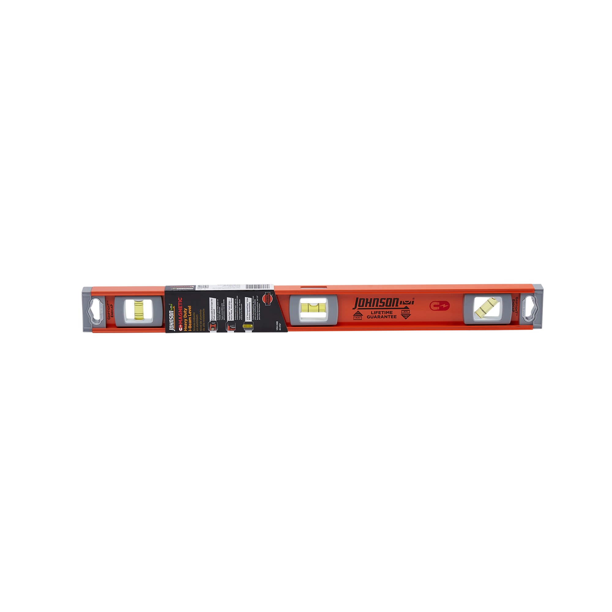 Nivel de I-beam magnético de aluminio Johnson Level de 24 pulgadas con 3 viales 1254-2400