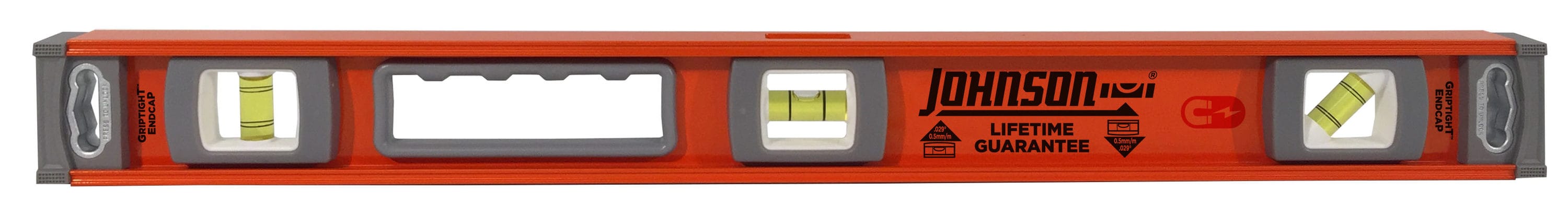 Nivel de I-beam magnético de aluminio Johnson Level de 24 pulgadas con 3 viales 1254-2400