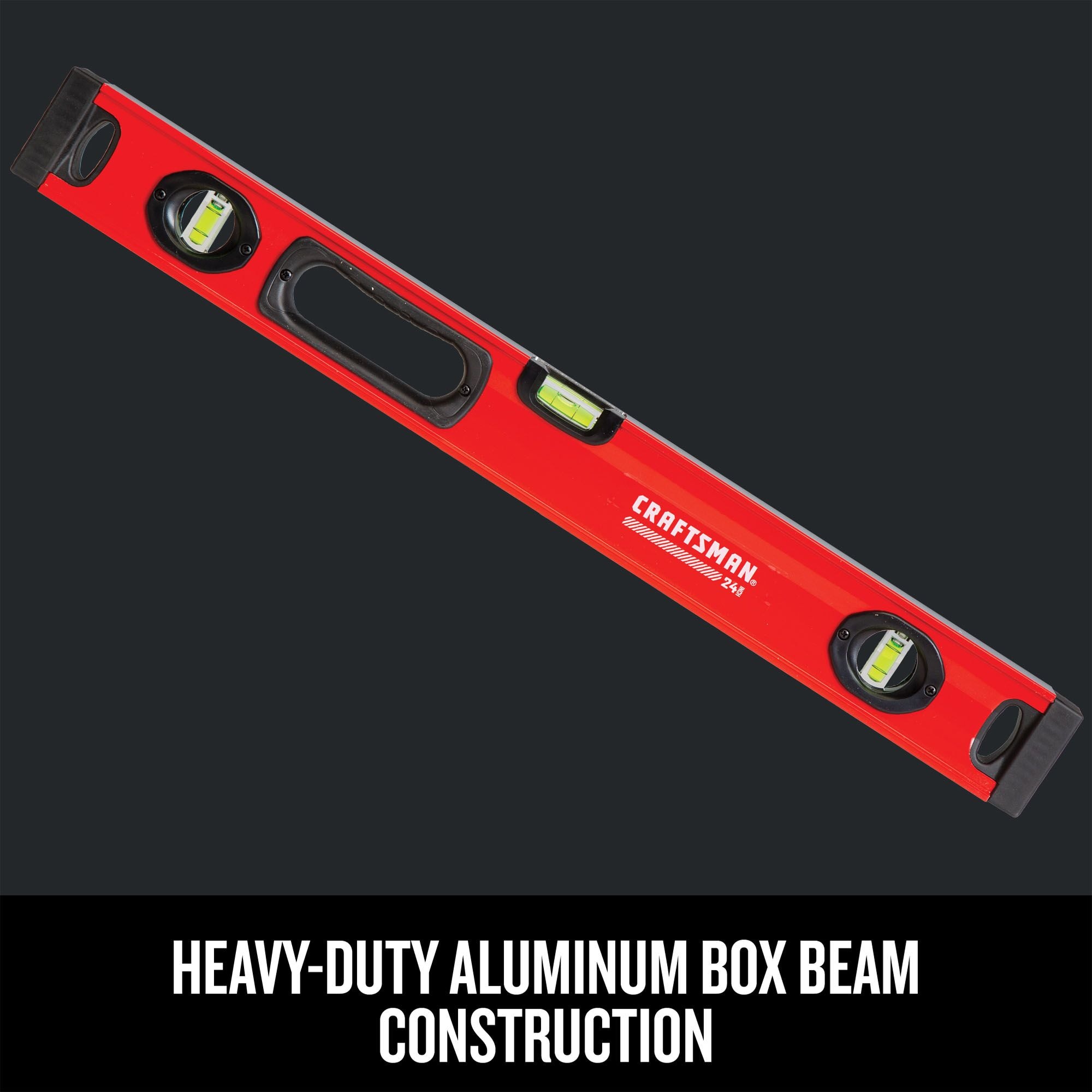 Nivel de burbuja de viga de caja CRAFTSMAN de aluminio de 24.0 pulgadas con 3 niveles - Modelo CMHT82346