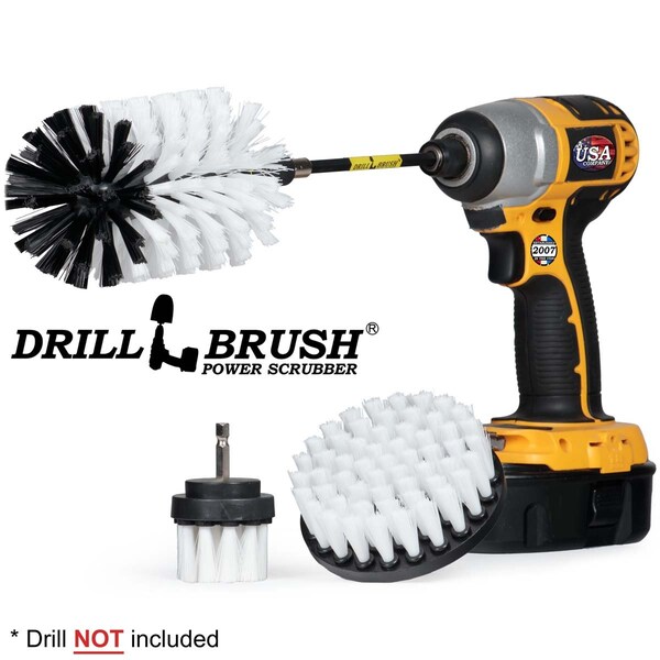 Cepillo taladro Power Scrubber de Useful Products 5 in W 7 in L, Blanco - W-S-42J-5X-QC-DB