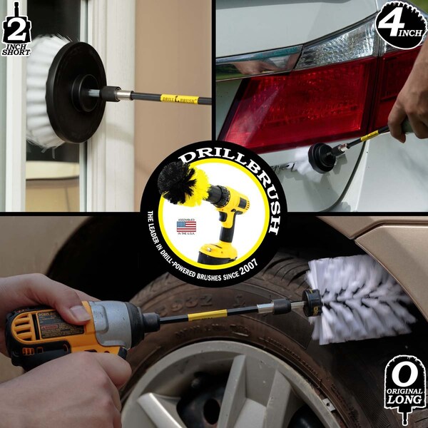 Cepillo taladro Power Scrubber de Useful Products 5 in W 7 in L, Blanco - W-S-42J-5X-QC-DB