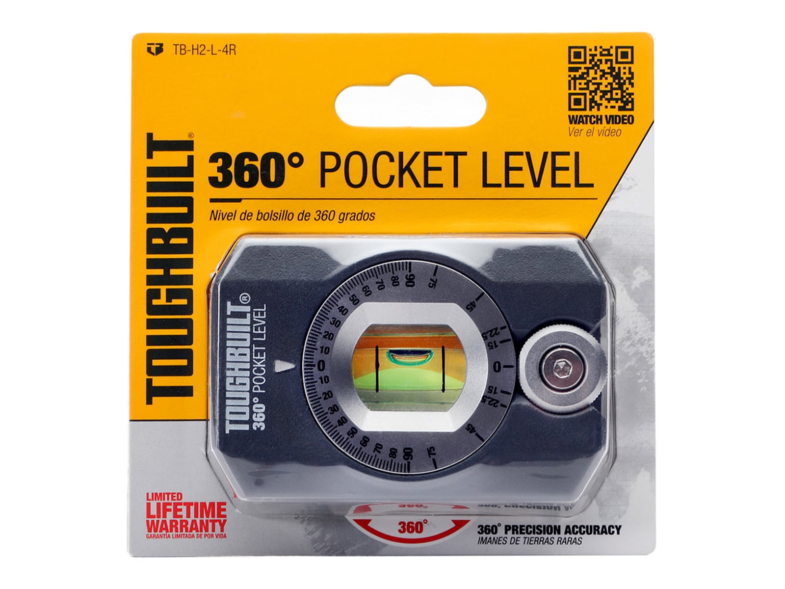 Nivel de bolsillo magnético TOUGHBUILT de aluminio 3.27 pulgadas con 1 vial TB-H2-L-4R