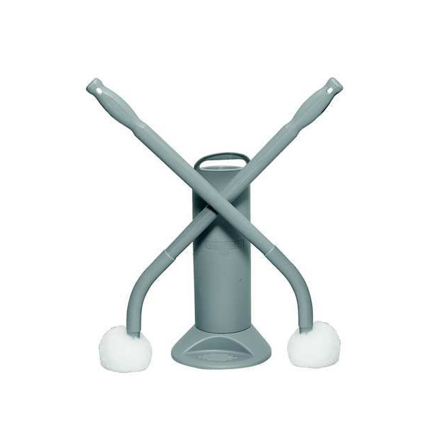 Cepillo para inodoro Unger con soporte, mango de 22 1/2 pulgadas de largo, cepillo de 3 1/2 pulgadas de largo, blanco, plástico, 26 pulgadas de largo en total - BSWHR