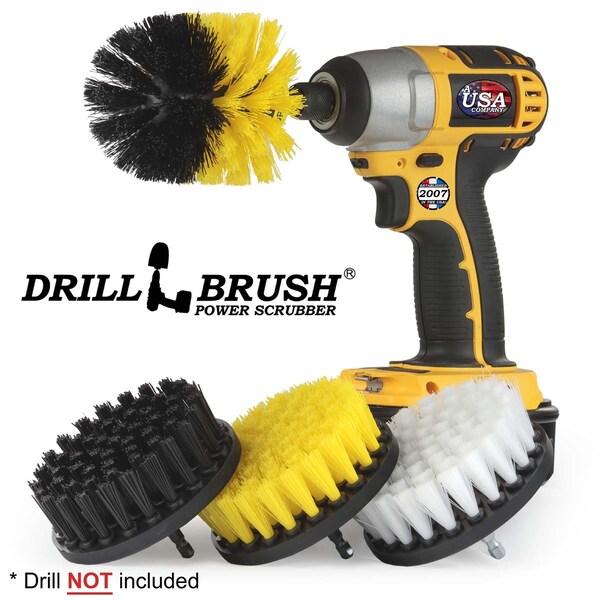 Cepillo para taladro Power Scrubber de Useful Products 7 pulgadas de ancho, 5 pulgadas de largo, variedad - S-4WYK-OY-QC-DB
