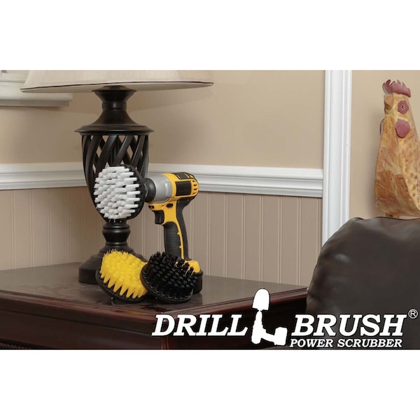 Cepillo para taladro Power Scrubber de Useful Products 7 pulgadas de ancho, 5 pulgadas de largo, variedad - S-4WYK-OY-QC-DB