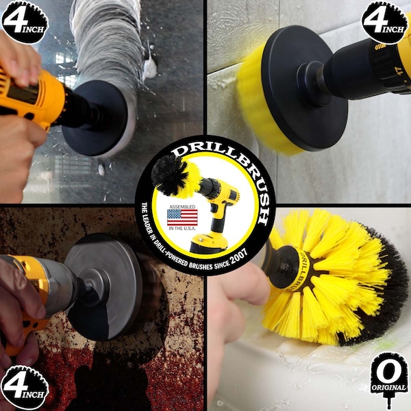 Cepillo para taladro Power Scrubber de Useful Products 7 pulgadas de ancho, 5 pulgadas de largo, variedad - S-4WYK-OY-QC-DB