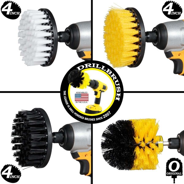 Cepillo para taladro Power Scrubber de Useful Products 7 pulgadas de ancho, 5 pulgadas de largo, variedad - S-4WYK-OY-QC-DB