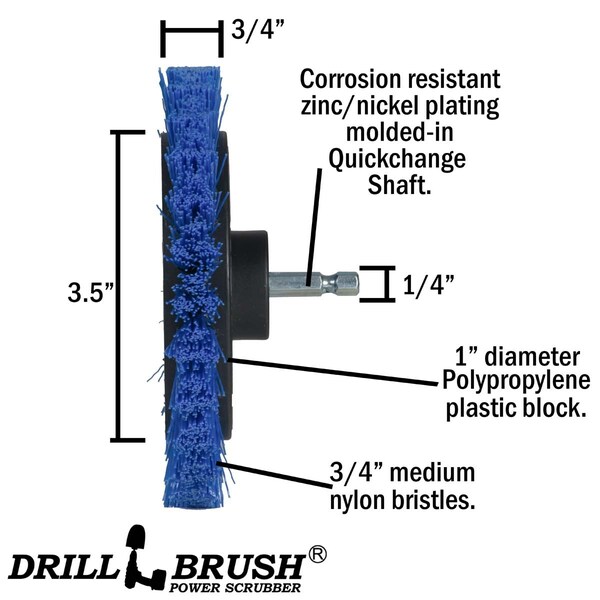Cepillo de Taladro Power Scrubber de Useful Products 5 pulgadas de ancho por 7 pulgadas de largo, azul - B-S-E542J-QC-DB