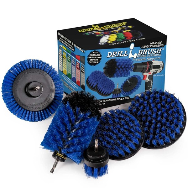 Cepillo de Taladro Power Scrubber de Useful Products 5 pulgadas de ancho por 7 pulgadas de largo, azul - B-S-E542J-QC-DB