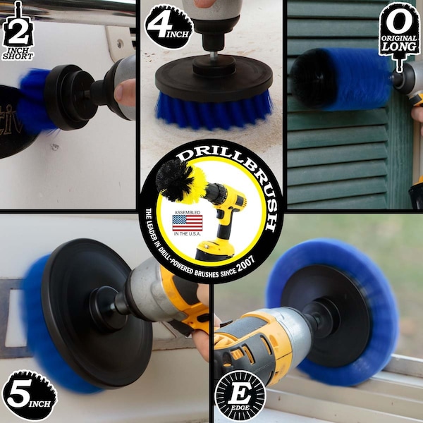 Cepillo de Taladro Power Scrubber de Useful Products 5 pulgadas de ancho por 7 pulgadas de largo, azul - B-S-E542J-QC-DB