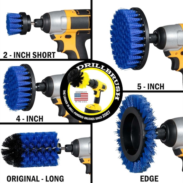 Cepillo de Taladro Power Scrubber de Useful Products 5 pulgadas de ancho por 7 pulgadas de largo, azul - B-S-E542J-QC-DB