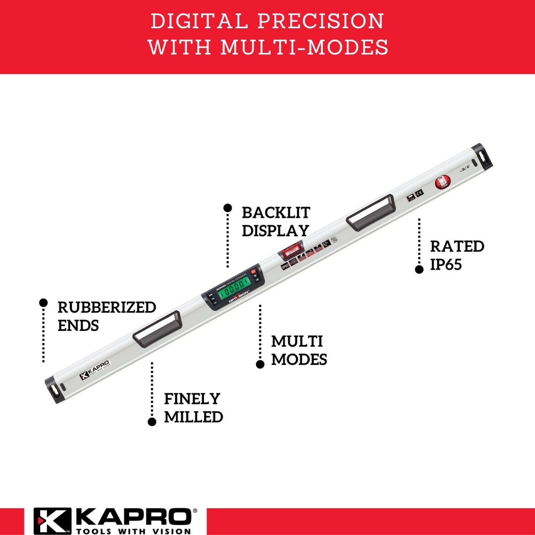 Nivel de caja de viga magnética Kapro de aluminio de 48 pulgadas con 2 burbujas 905D-48MB