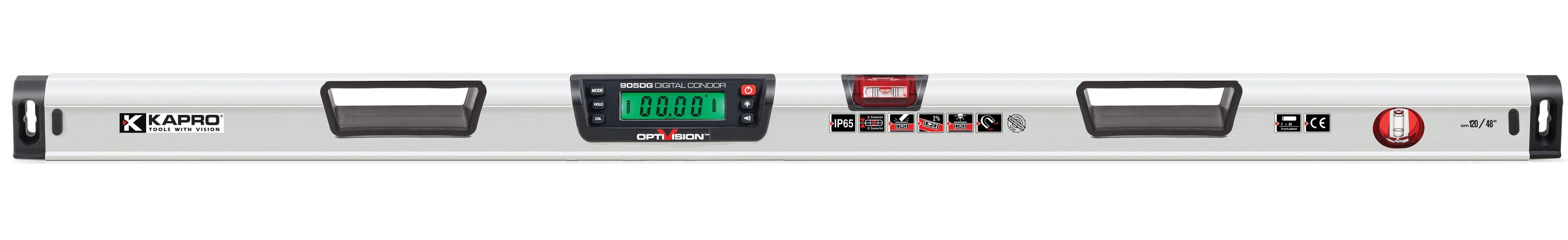 Nivel de caja de viga magnética Kapro de aluminio de 48 pulgadas con 2 burbujas 905D-48MB