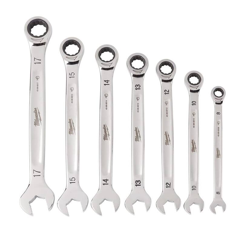 Juego de herramientas mecánicas Milwaukee SAE Combination Ratcheting Wrench y Torque Lock Locking Pliers (17 piezas) - 48-22-9406-48-22-3690