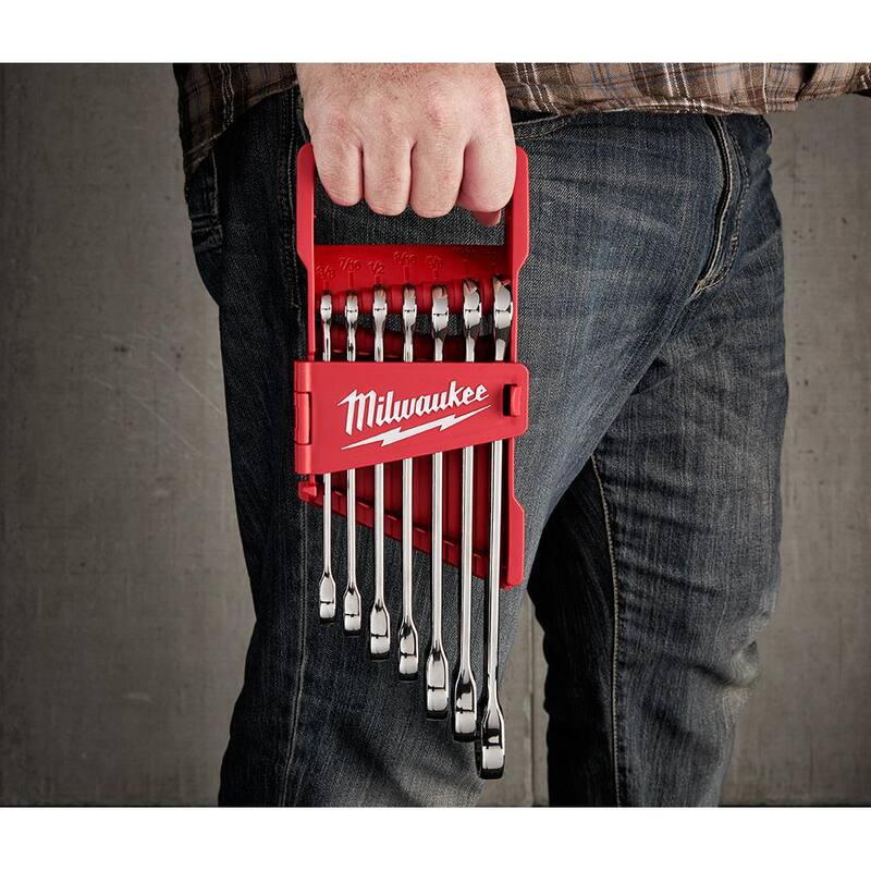 Juego de herramientas mecánicas Milwaukee SAE Combination Ratcheting Wrench y Torque Lock Locking Pliers (17 piezas) - 48-22-9406-48-22-3690