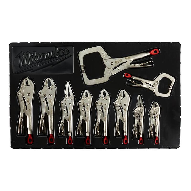 Juego de herramientas mecánicas Milwaukee SAE Combination Ratcheting Wrench y Torque Lock Locking Pliers (17 piezas) - 48-22-9406-48-22-3690