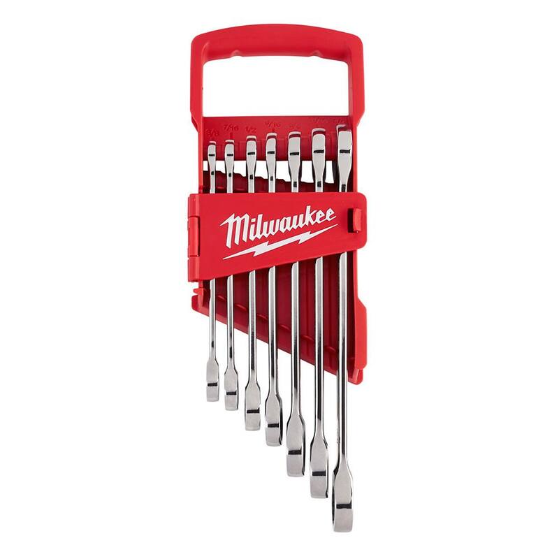 Juego de herramientas mecánicas Milwaukee SAE Combination Ratcheting Wrench y Torque Lock Locking Pliers (17 piezas) - 48-22-9406-48-22-3690