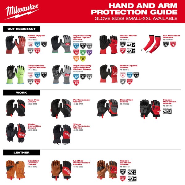 Guantes sumergidos resistentes al corte de Milwaukee Tool, Nivel de corte A5, calibre 18, L - 48-73-8752E