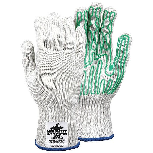 Guante Mcr Safety para mano izquierda recubierto resistente a cortes, Nivel A6 de corte, 7 ga, blanco/verde, tamaño M - 92379MLH