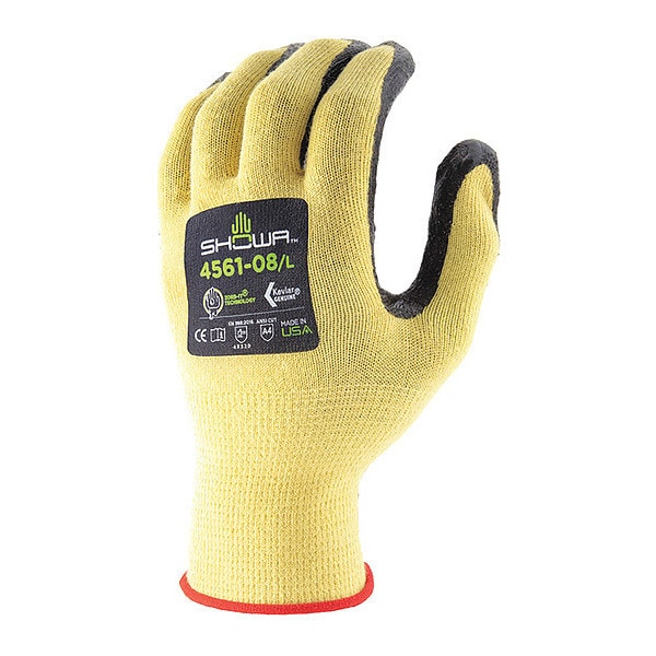Guantes tejidos Showa, Nivel de Corte A4, 15 ga, Negro, Amarillo, 2XL - 4561XXL-10-V