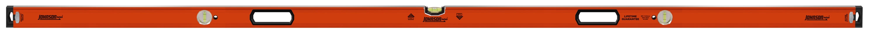 Nivel de aluminio Johnson de 96 pulgadas con 3 viales tipo caja, modelo 9850-9600.