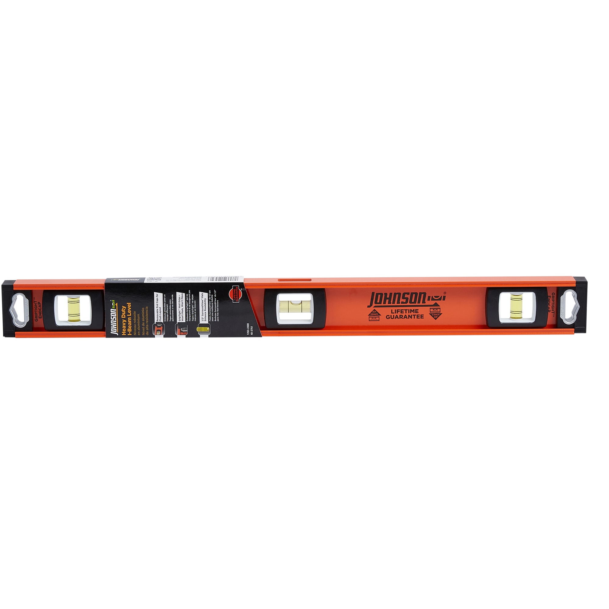 Nivel de aluminio Johnson Level de 24 pulgadas con 3 burbujas y forma de viga I 1253-2400
