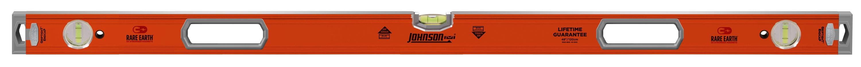 Nivel de aluminio Johnson Level de 48 pulgadas con 3 burbujas magnéticas en forma de caja modelo 9550-4800