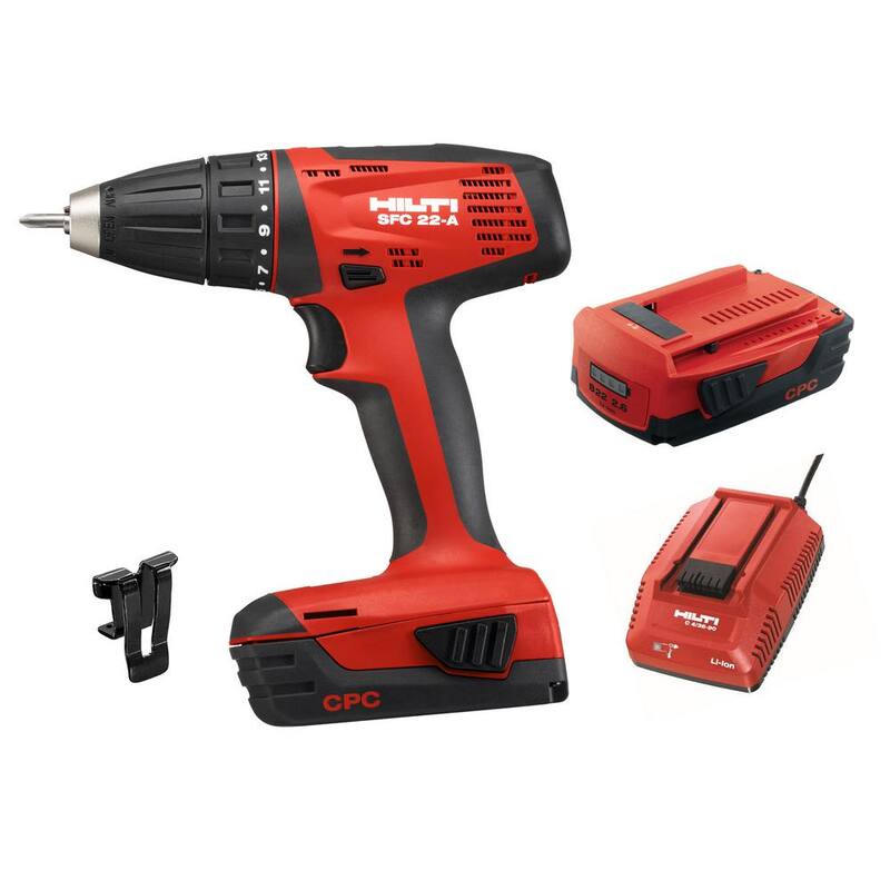 Hilti Taladro compacto inalámbrico de 22 voltios con batería de iones de litio de 1/2 pulgadas SFC 22 Kit (sin bolsa) - 3554488.
