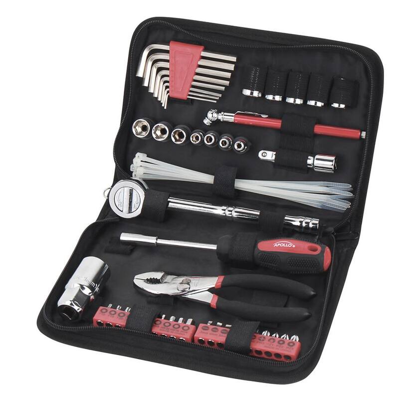 Set de herramientas automotrices Apollo en estuche con cierre - Métrico (56 piezas) - DT9775