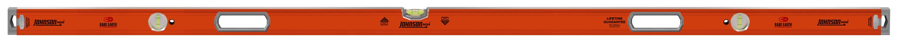 Nivel de burbuja de caja magnética Johnson Level Aluminum de 78 pulgadas con 3 viales modelo 9550-7800