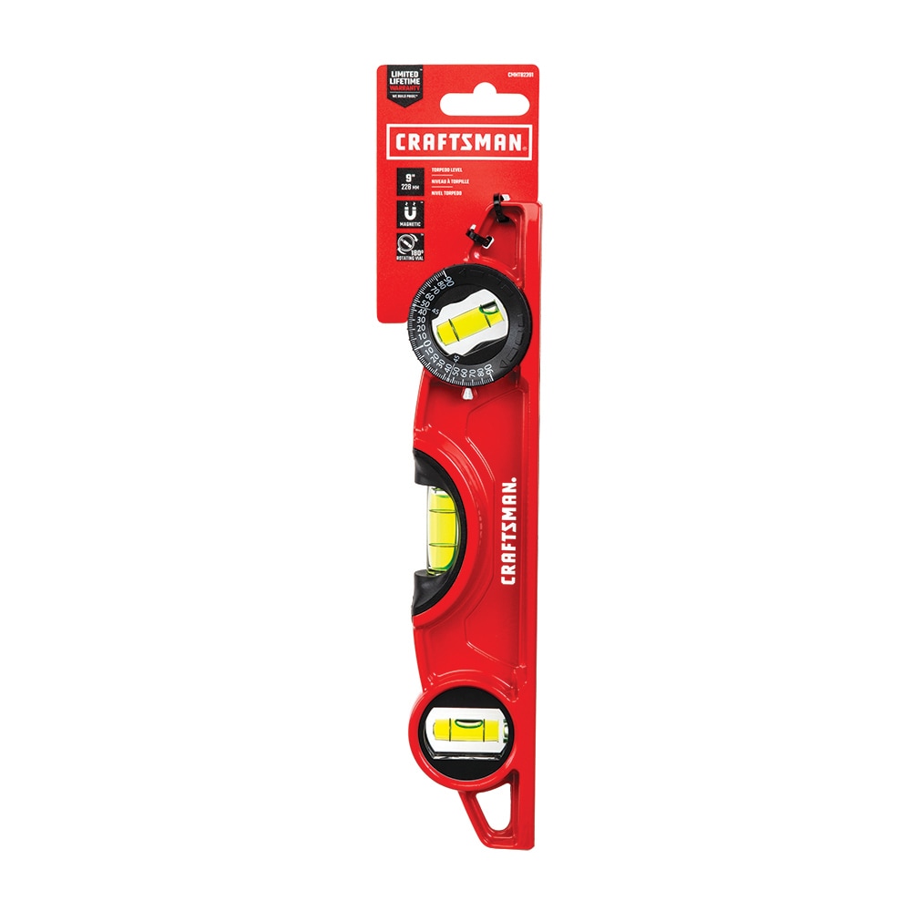 Nivel torpedo magnético de plástico CRAFTSMAN de 9.0 pulgadas con 3 viales modelo CMHT82391