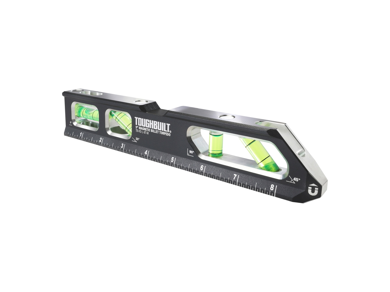 Nivel de burbuja magnético TOUGHBUILT de aluminio de 9 pulgadas con 4 burbujas TB-H2-L-9T-M