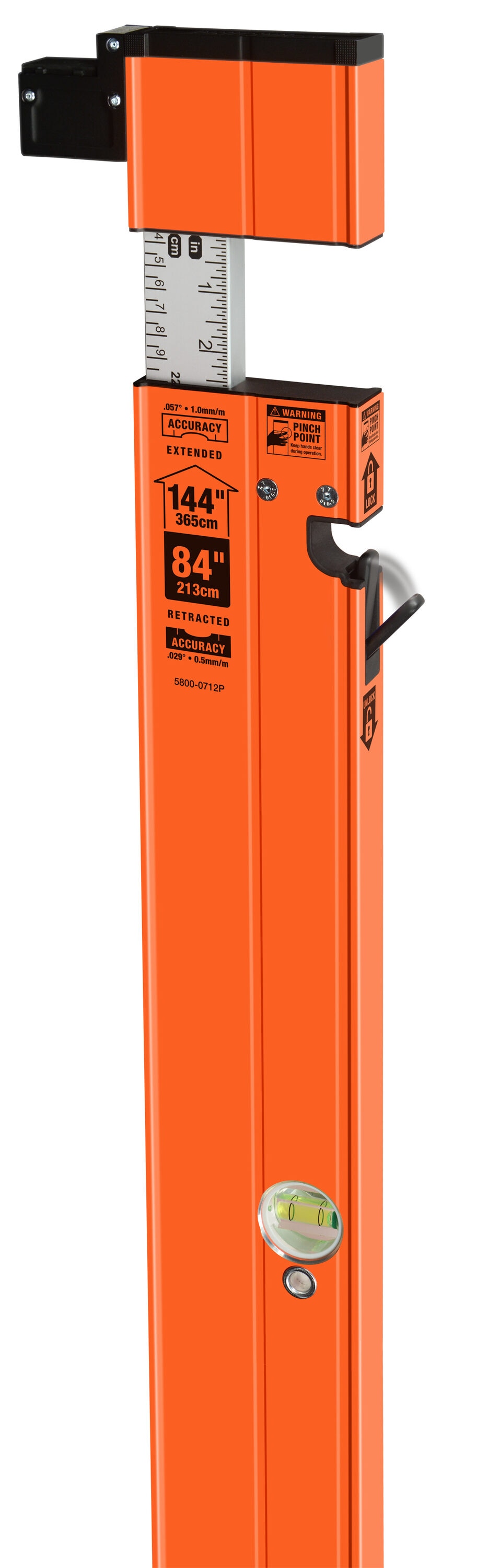 Nivel de placa extensible Johnson Aluminum 144 pulgadas con 3 viales 5800-0712P