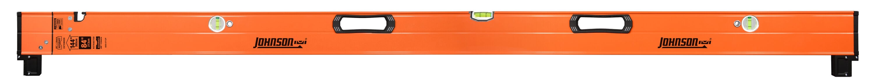 Nivel de placa extensible Johnson Aluminum 144 pulgadas con 3 viales 5800-0712P