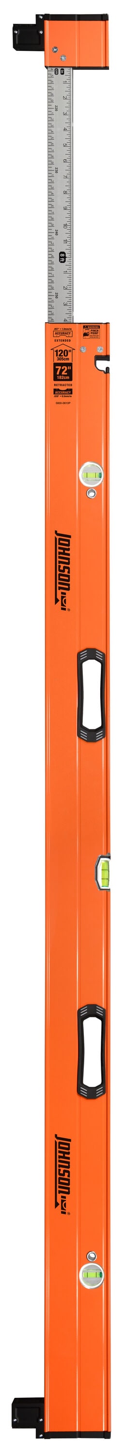 Nivel de placa extensible Johnson Aluminum 120-in 3 Vial 5800-0610P