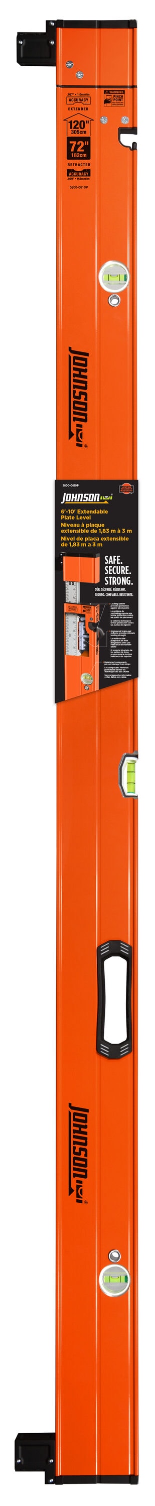 Nivel de placa extensible Johnson Aluminum 120-in 3 Vial 5800-0610P