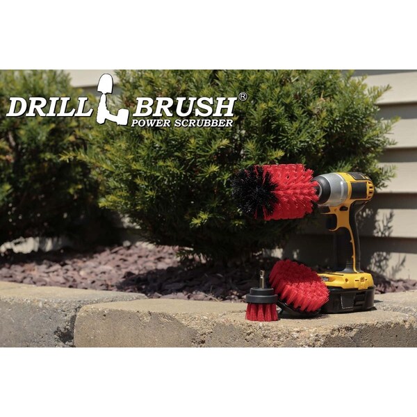 Cepillo Taladro Power Scrubber de Useful Products 5 pulgadas de ancho 7 pulgadas de largo, Rojo - R-S-42J-QC-DB