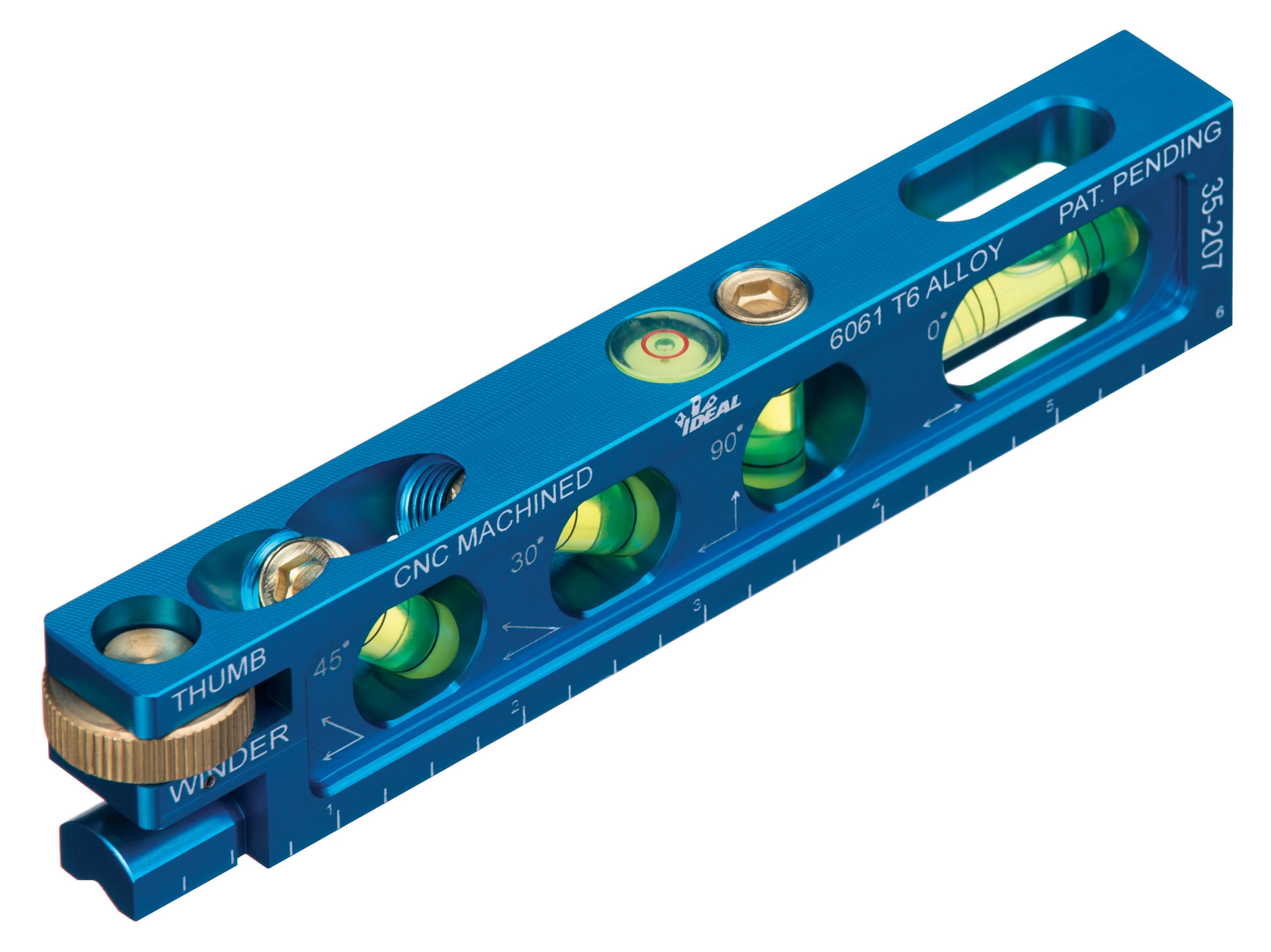 Nivel de conducto magnético de aluminio IDEAL de 6.0 pulgadas con 4 viales, modelo 35-207