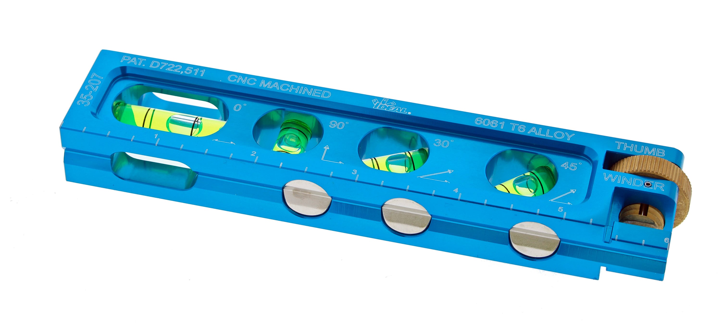 Nivel de conducto magnético de aluminio IDEAL de 6.0 pulgadas con 4 viales, modelo 35-207