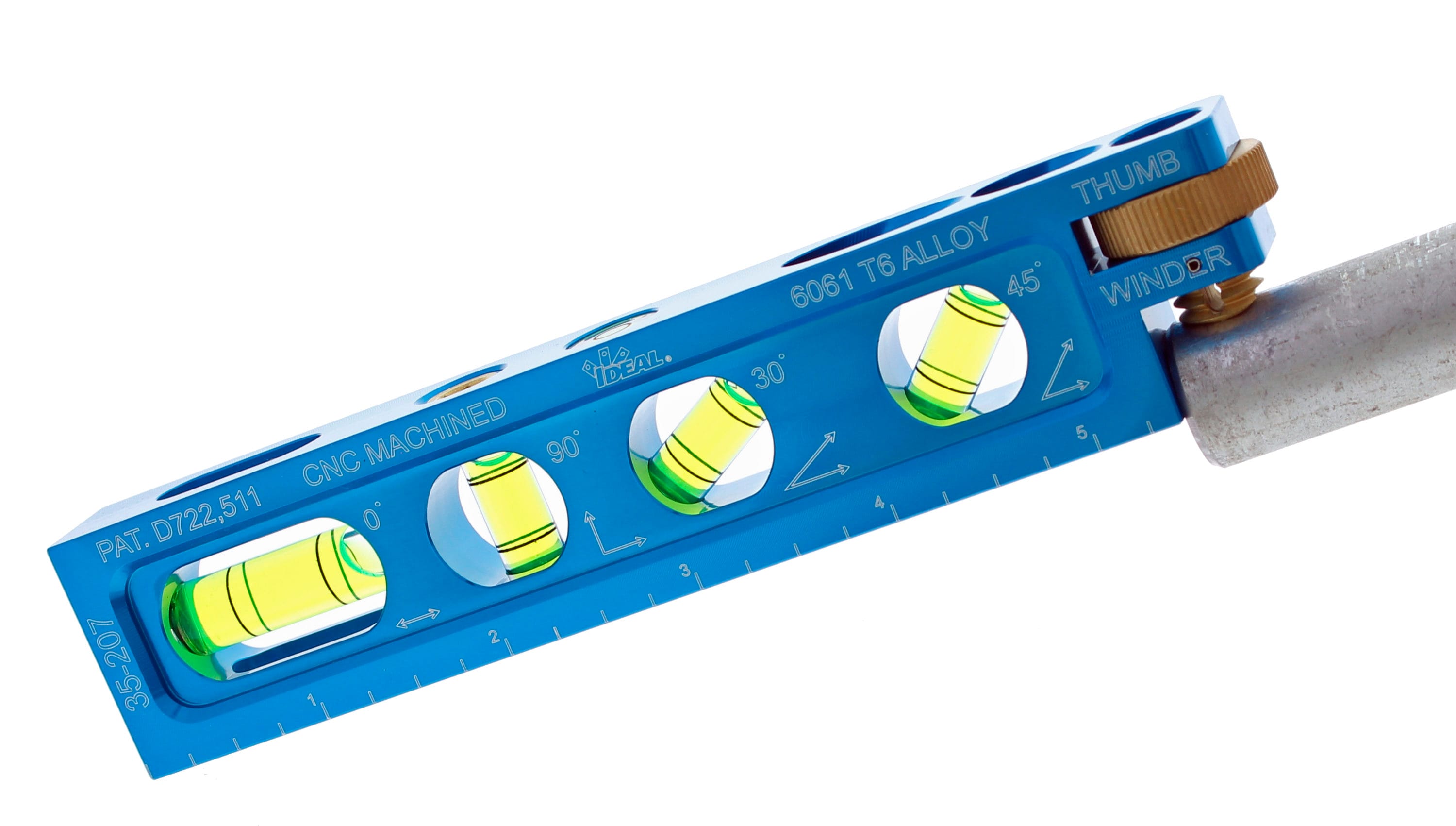 Nivel de conducto magnético de aluminio IDEAL de 6.0 pulgadas con 4 viales, modelo 35-207