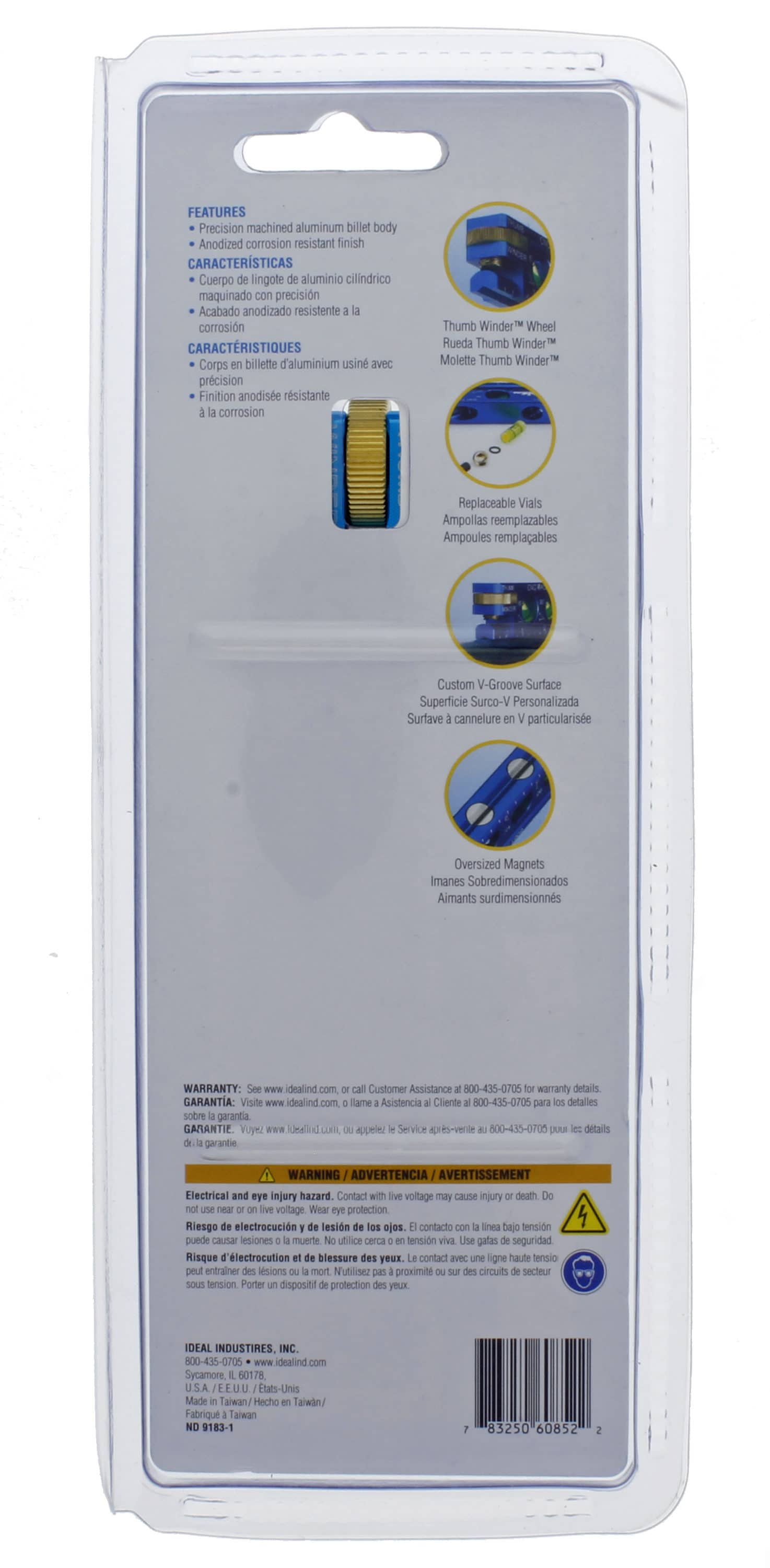 Nivel de conducto magnético de aluminio IDEAL de 6.0 pulgadas con 4 viales, modelo 35-207