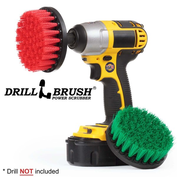 Cepillo para taladro Power Scrubber de Useful Products 5 pulgadas de ancho, 5 pulgadas de largo, variedad - 4IN-S-GR-QC-DB