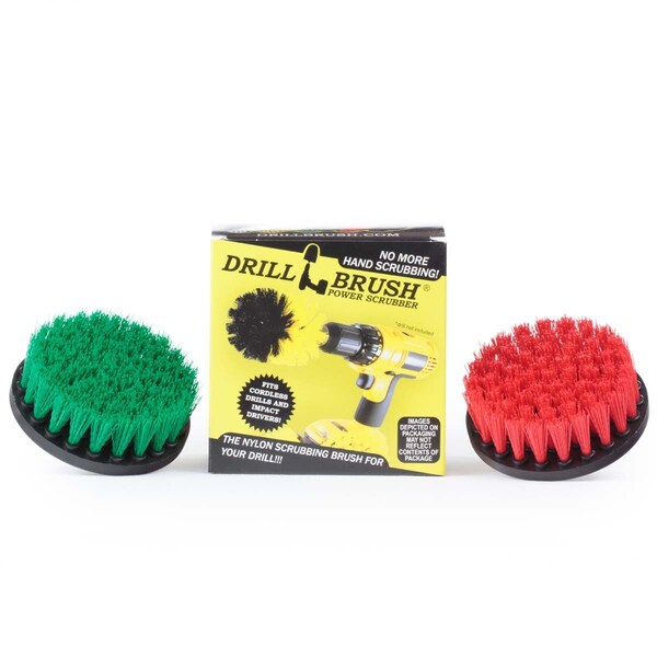 Cepillo para taladro Power Scrubber de Useful Products 5 pulgadas de ancho, 5 pulgadas de largo, variedad - 4IN-S-GR-QC-DB