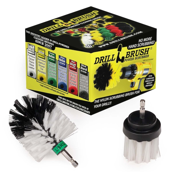 Cepillo Taladro Power Scrubber de Useful Products 5 pulgadas de ancho 5 pulgadas de largo, Blanco - W-L-2M-QC-DB